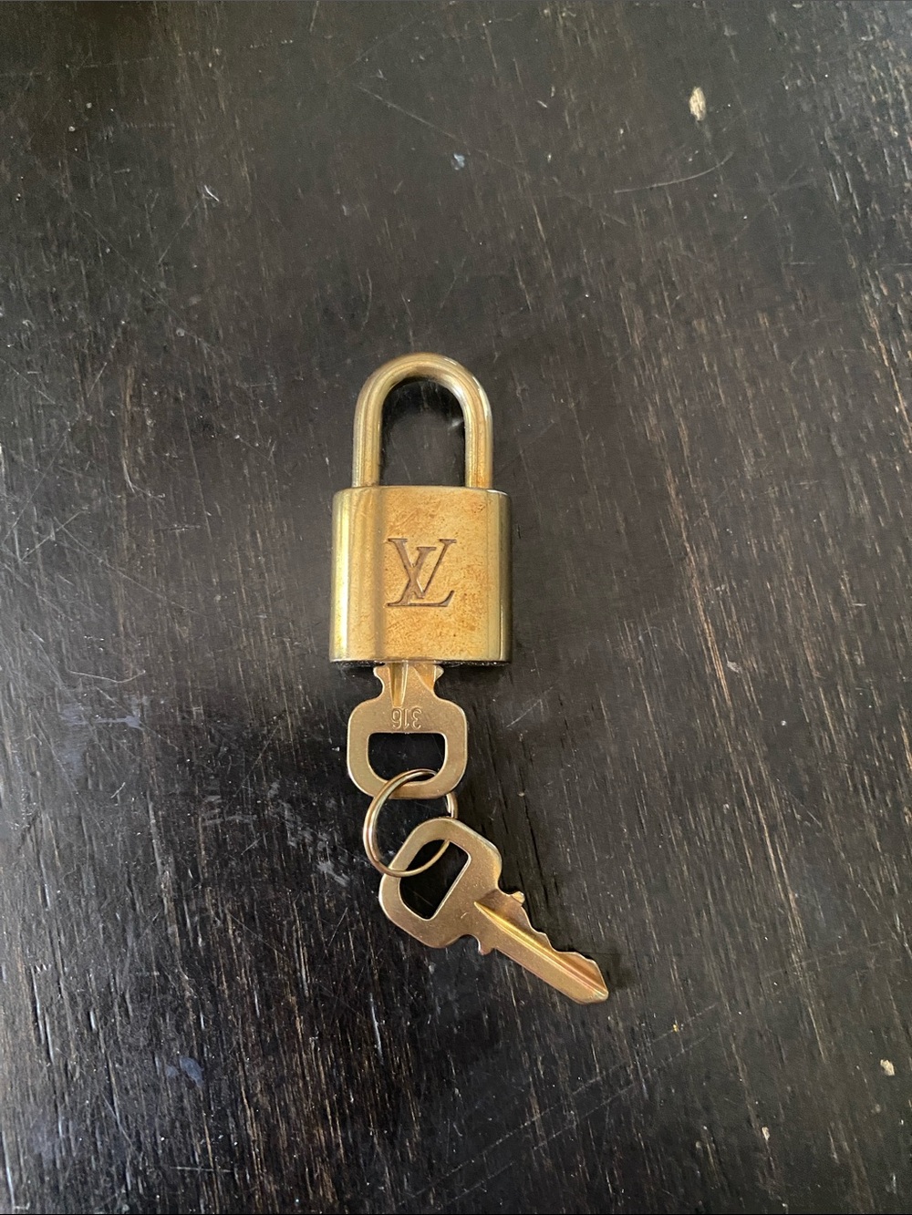 Louis Vuitton Brass-Tone Padlock Key Charm - Gold Hardware